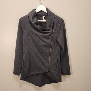 My Beloved Sweatshirt Grey Asymmetrical Zip Cowl Neck Pockets - Size S